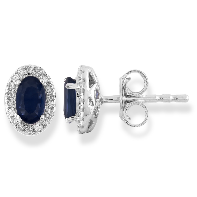 Leon Baker 9K White Gold Diamond and Sapphire Earrings_0