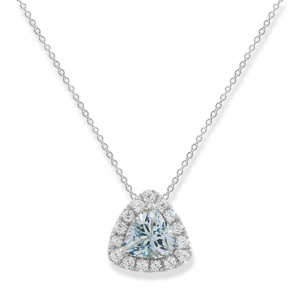 Royal Diamond 9K White Gold Diamond and Aquamarine Pendant_0