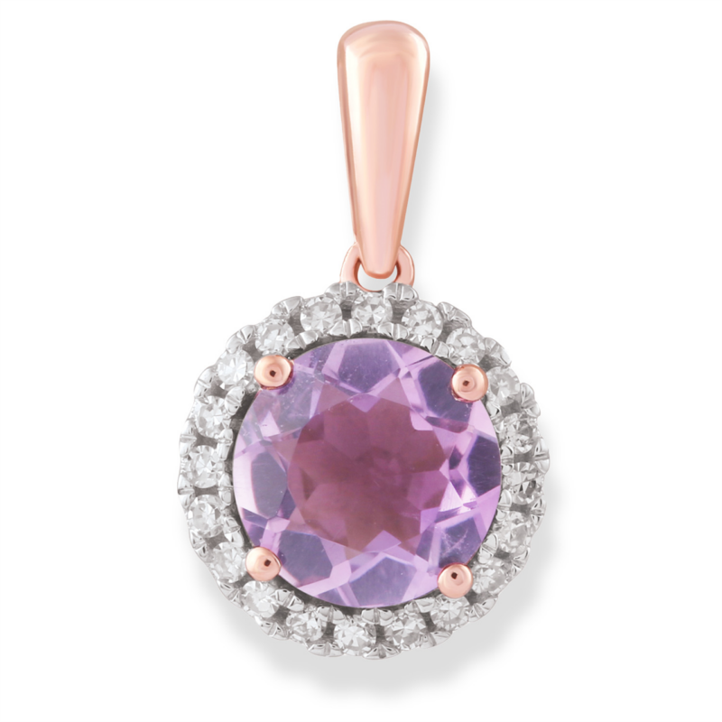 Royal Diamond 9K Rose Gold Diamond and Amethyst Pendant_0