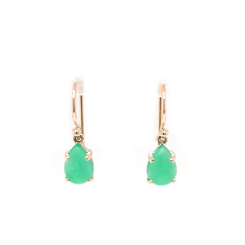 Leon Baker 9K Yellow Gold and Chrysoprase Drop Earrings_0