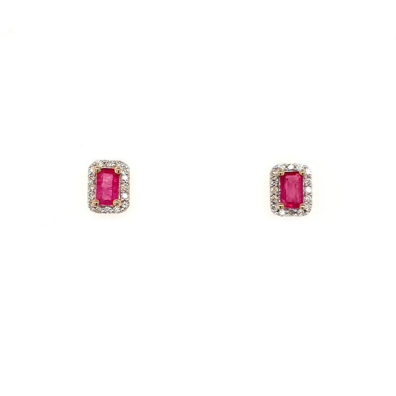 Leon Baker 9K Yellow Gold Ruby and Diamond Stud Earrings_0