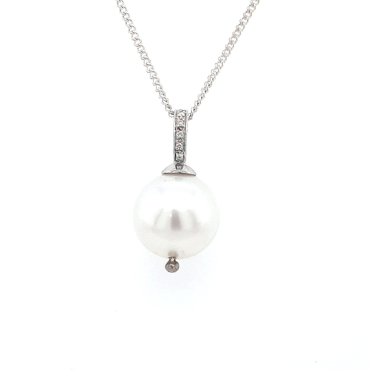 Leon Baker 18K White Gold and Diamond Broome Pearl Pendant_0