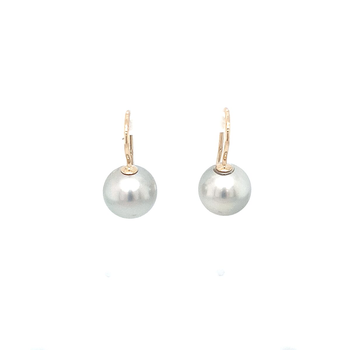 Leon Bakers 9K Yellow Gold Shephard Hook Abrohlos Pearl Earrings_0