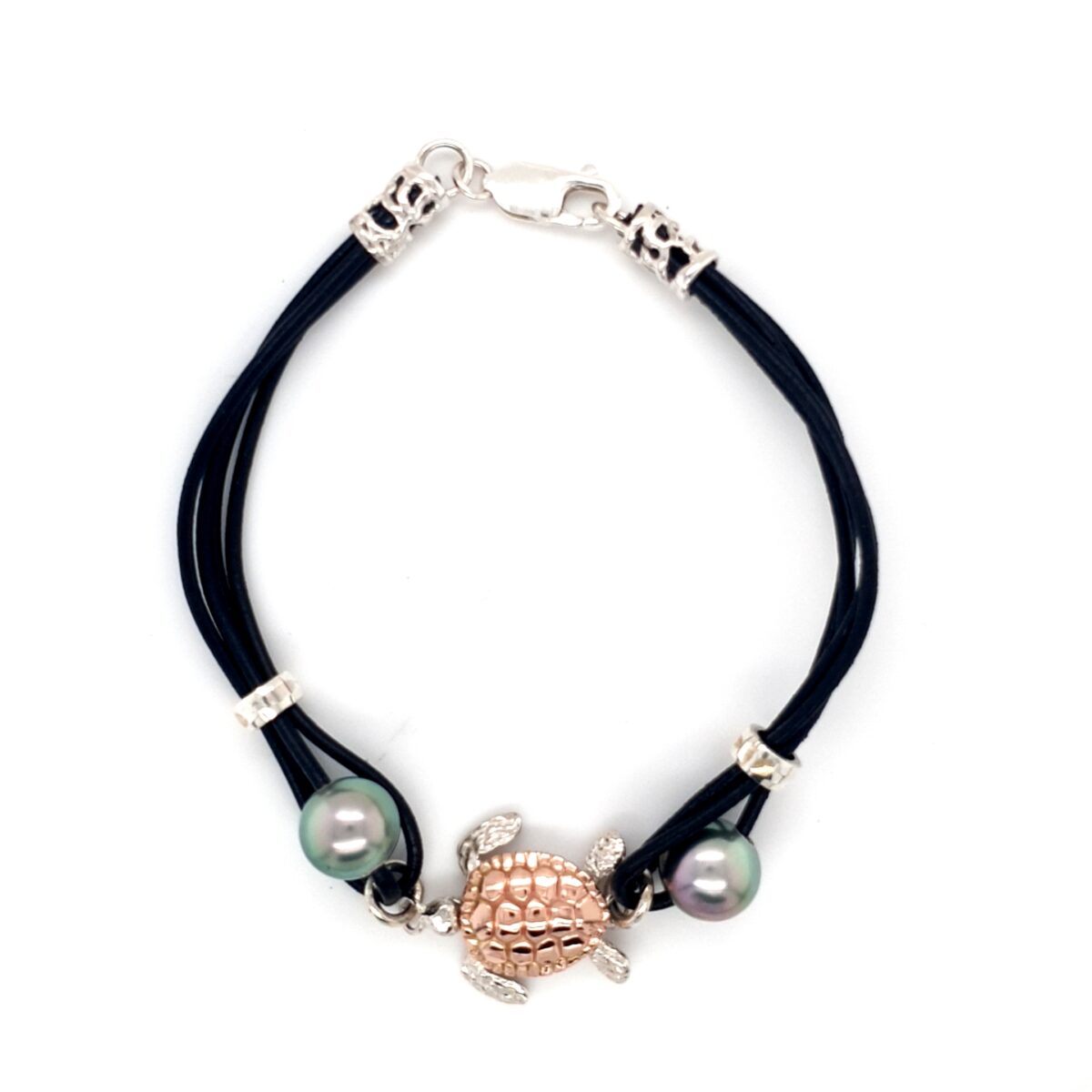 Coral Bay Collection's 9K Rose Gold and Sterling Silver Turtle Leather Bracelet with Abrolhos Pearl_2