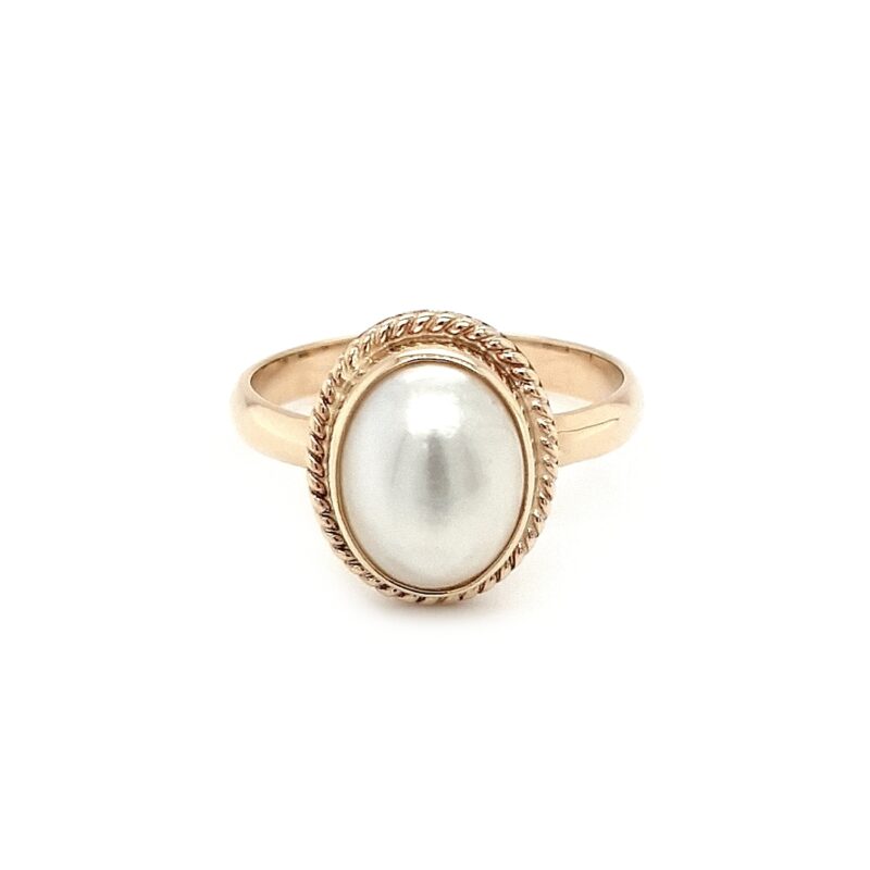 Leon Baker 9K Yellow Gold White Mabe Pearl Ring_0