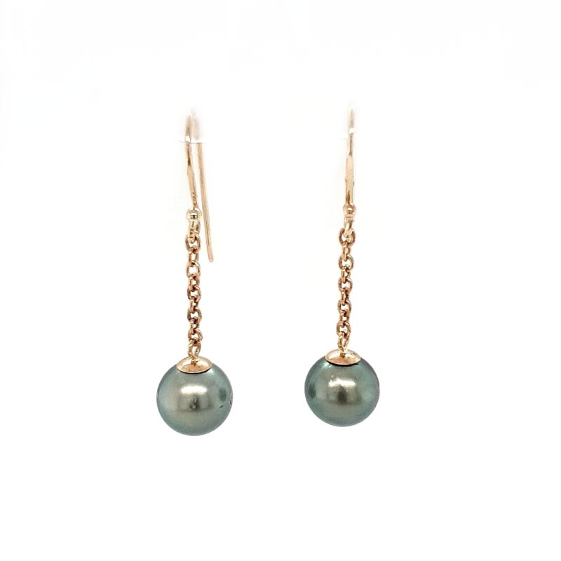 Leon Baker 9K Yellow Gold Abrolhos Pearl Chain Drop Earrings_0