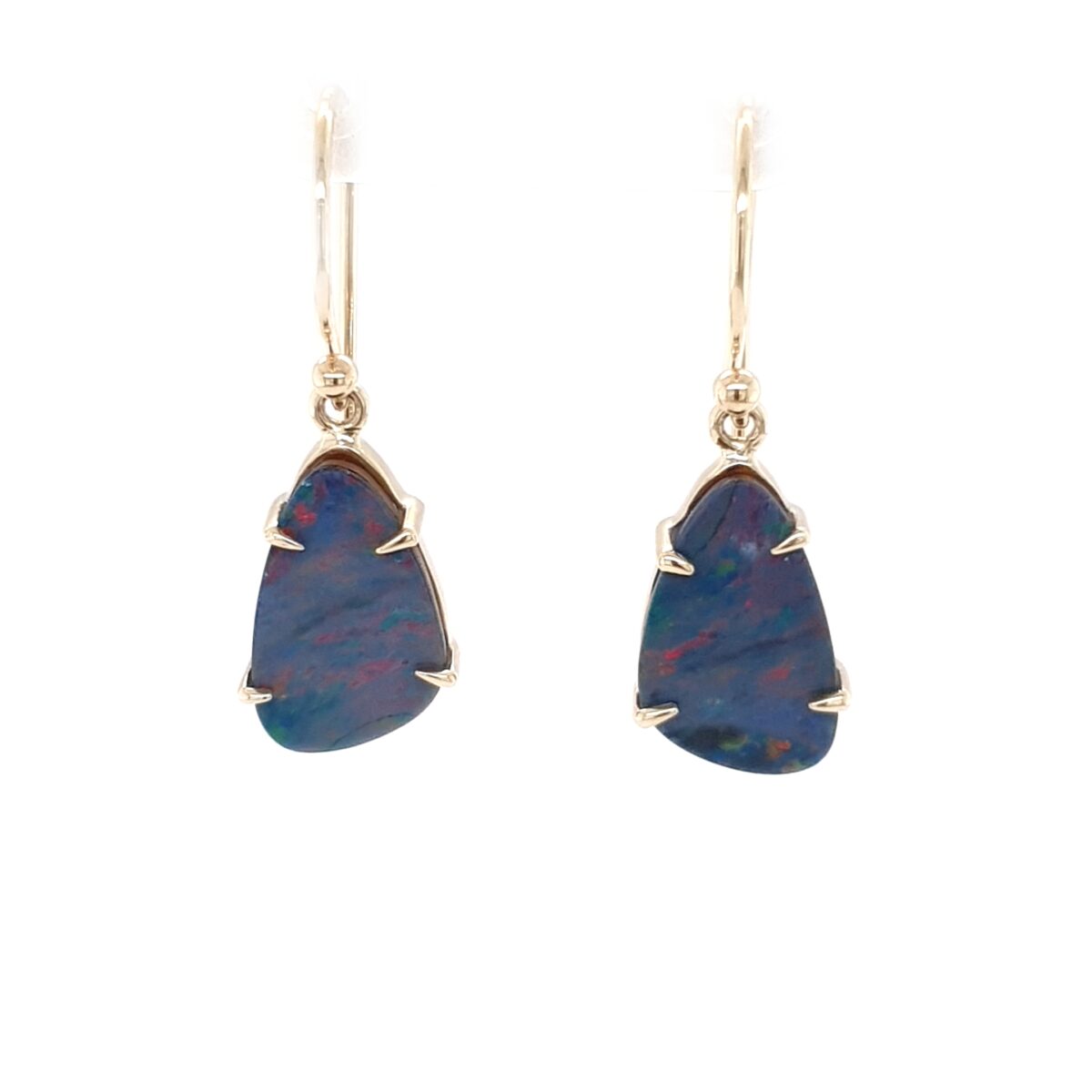 Leon Baker 9K Yellow Gold Blue Doublet Opal Drops_0