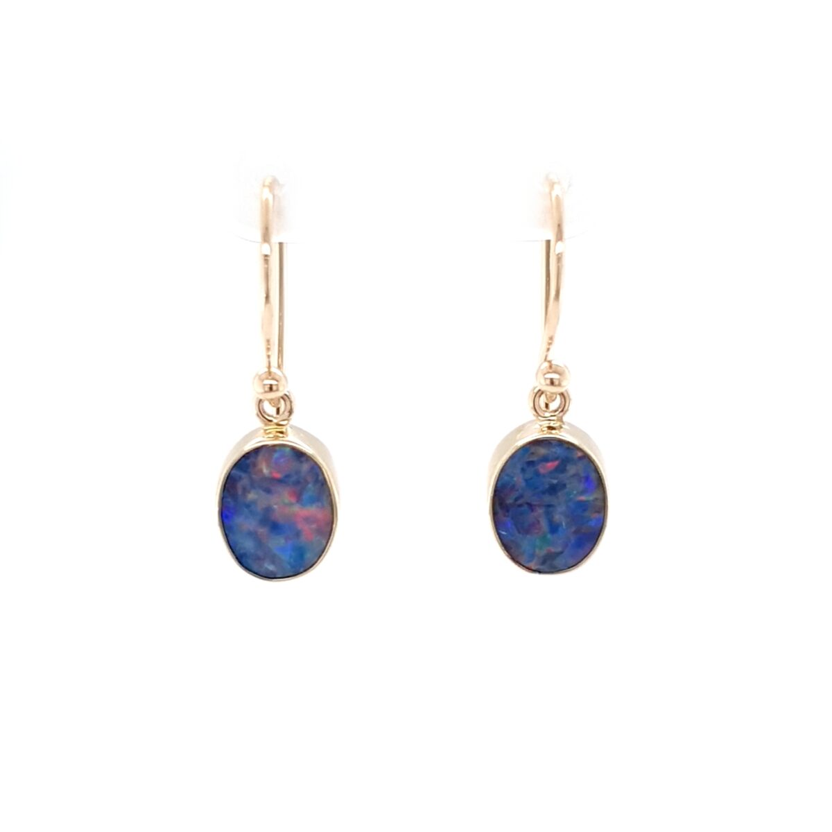 Leon Baker 9K Yellow Gold Dark Blue-Violet Doublet Opal Drops_0