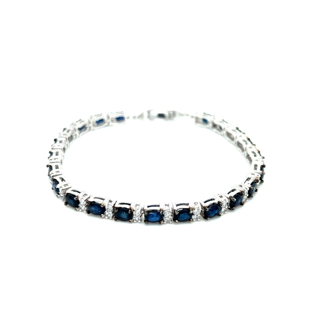 Sterling Silver Australian Oval Sapphire Bracelet_0