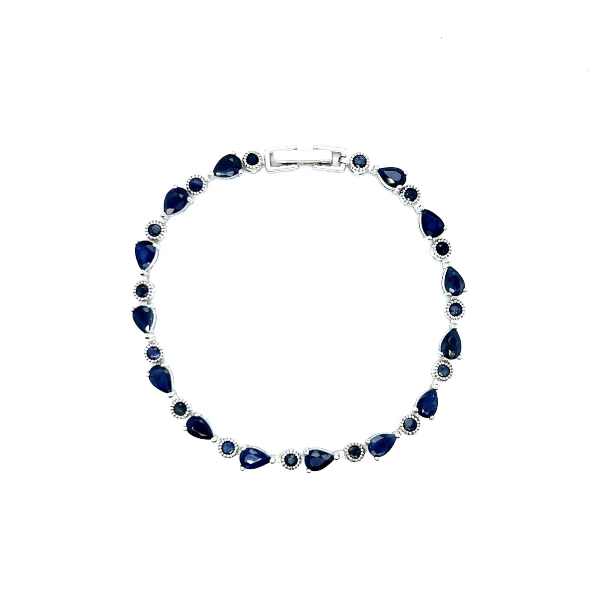 Sterling Silver Australian Pear and Oval Sapphire Bracelet_0