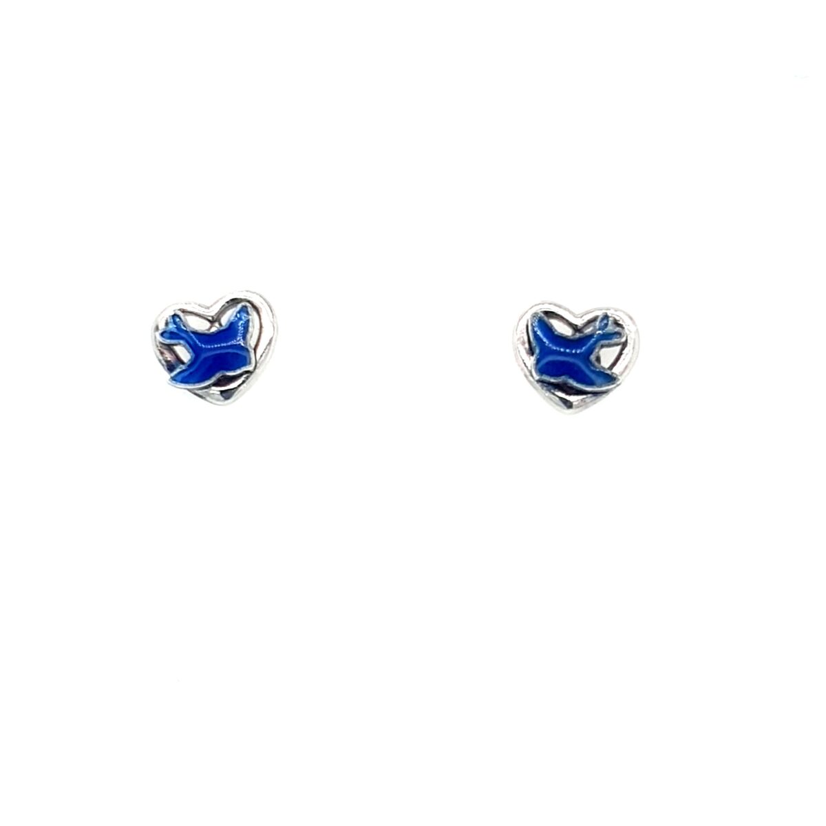 Blue Bird Stirling Silver Heart Studs_0