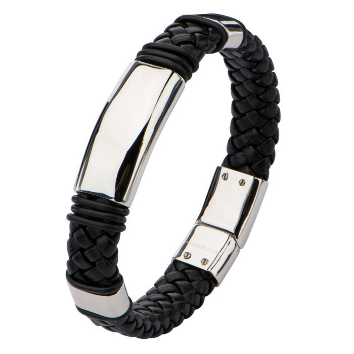 Leon Baker Stainless Steel and Leather Men's Bracelet_0