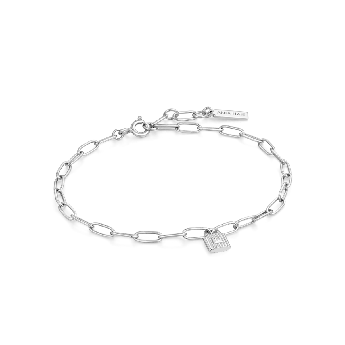 Ania Haie Silver Chunky Chain Padlock Bracelet_0