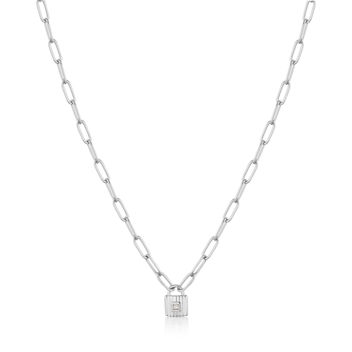 Ania Haie Silver Chunky Chain Padlock Necklace_0