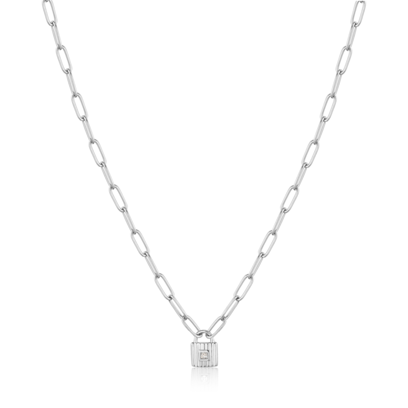 Ania Haie Silver Chunky Chain Padlock Necklace_0