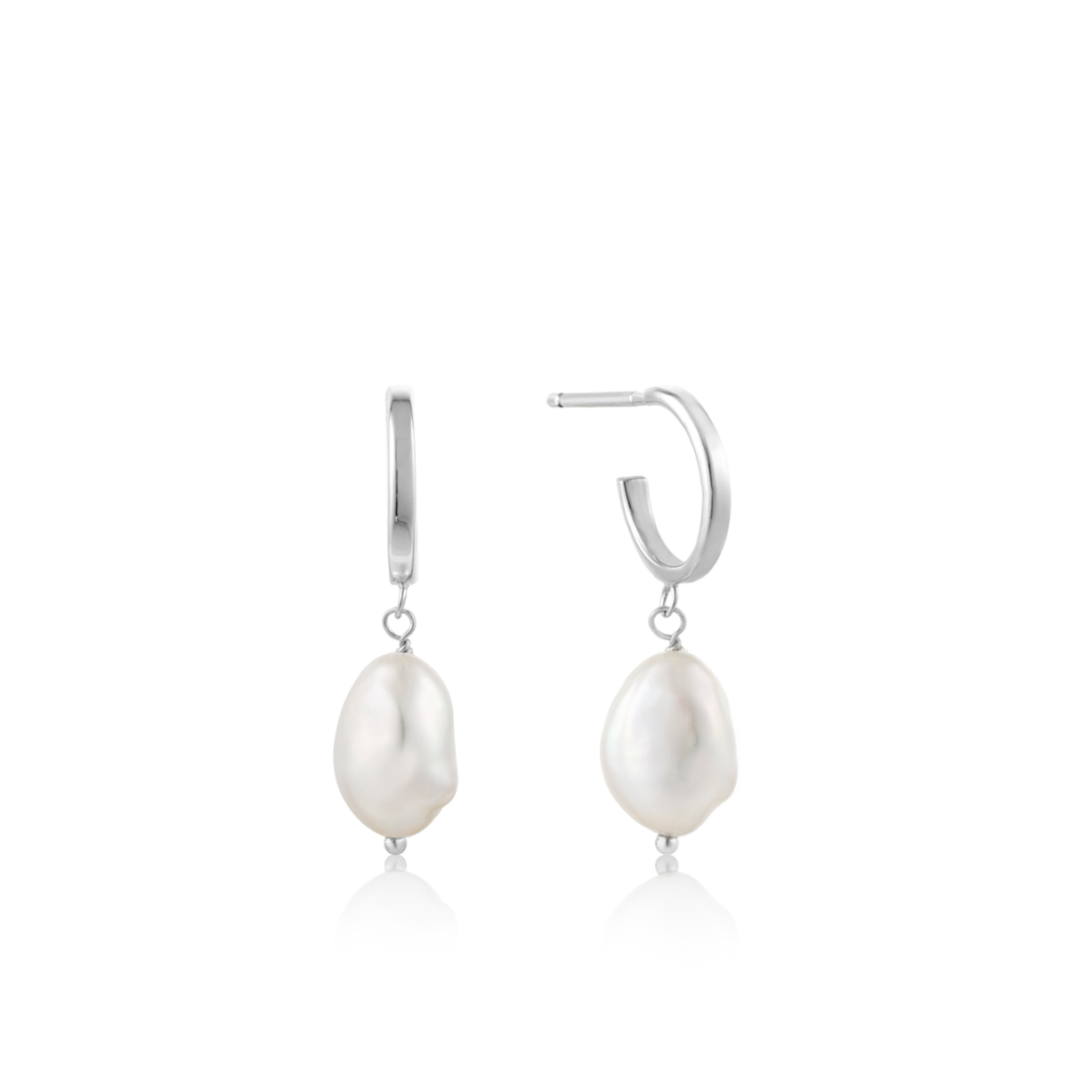 Ania Haie Silver Pearl Mini Hoop Earrings_0