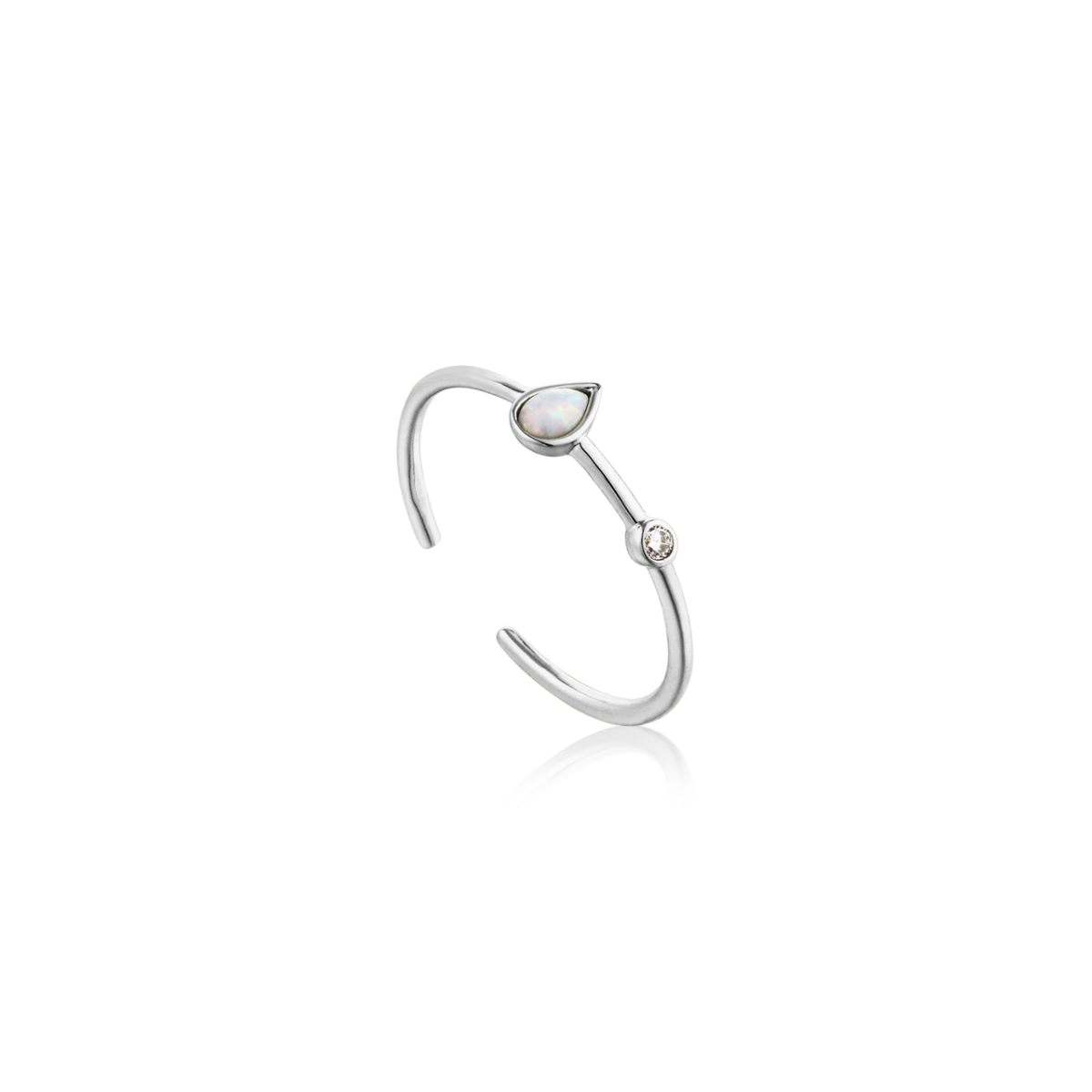 Ania Haie Opal Colour Raindrop Adjustable Silver Ring_0