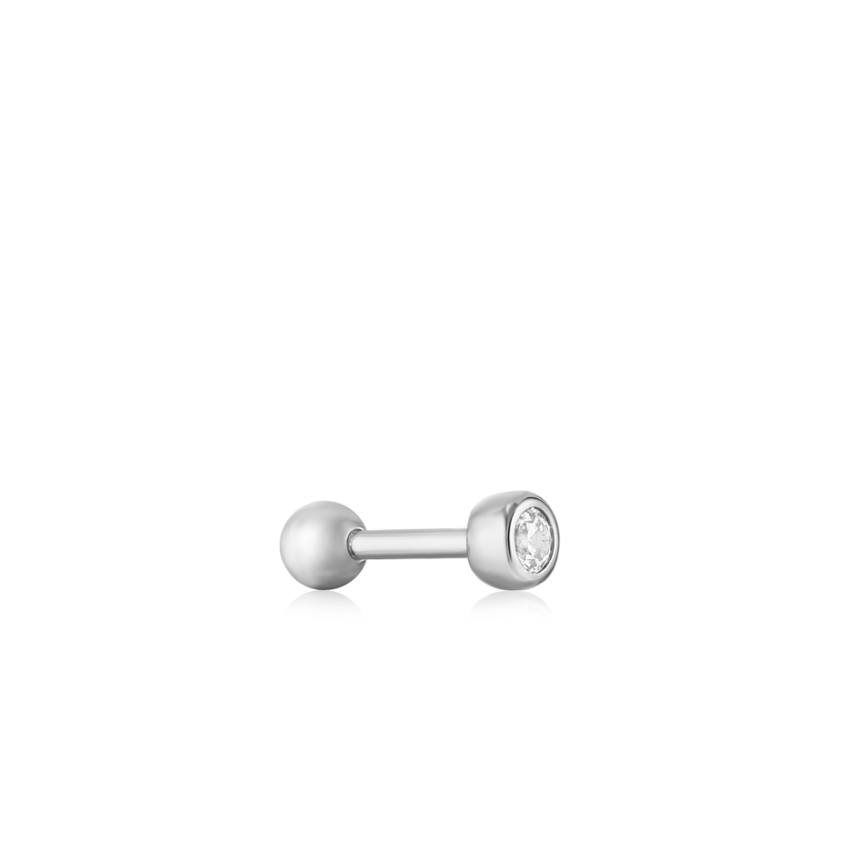 Ania Haie Silver Sparkle Bezel Barbell Single Earring_1