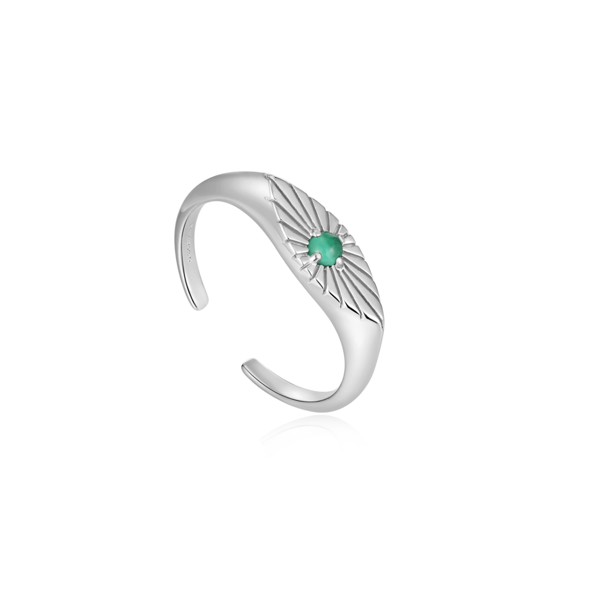 Ania Haie Silver Malachite Evil Eye Adjustable Ring_0