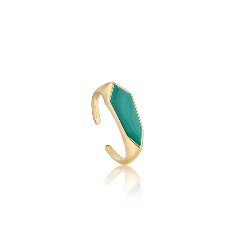 Ania Haie Gold Malachite Emblem Adjustable Ring_0