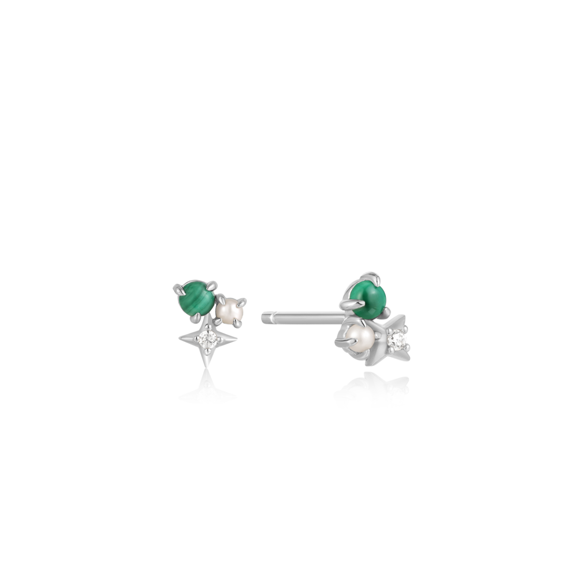 Ania Haie Silver Malachite Star Stud Earrings_0