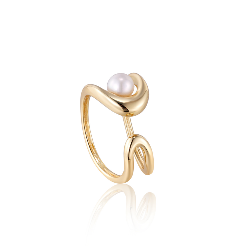 Pearl Gold Sculpted Adjustable Ring_0