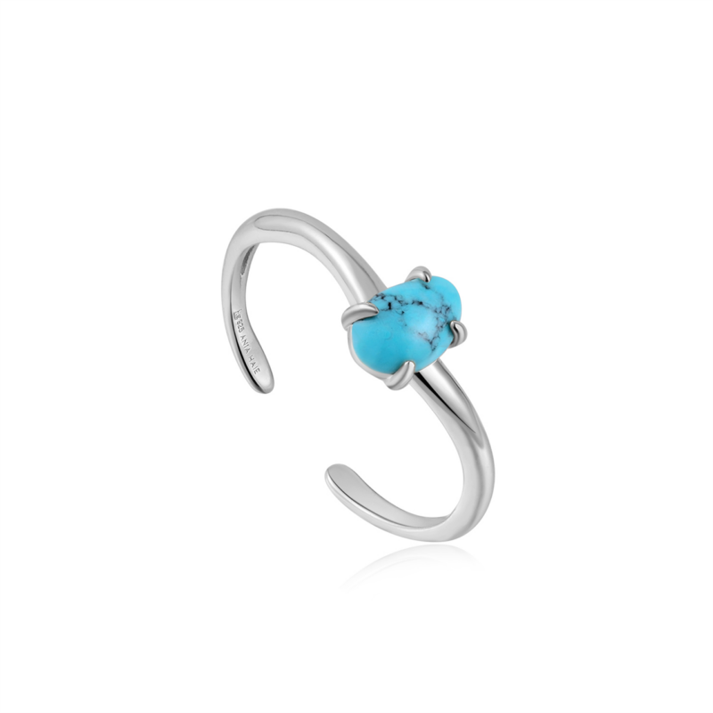 Making Waves Silver Turquoise Adjustable Ring_0