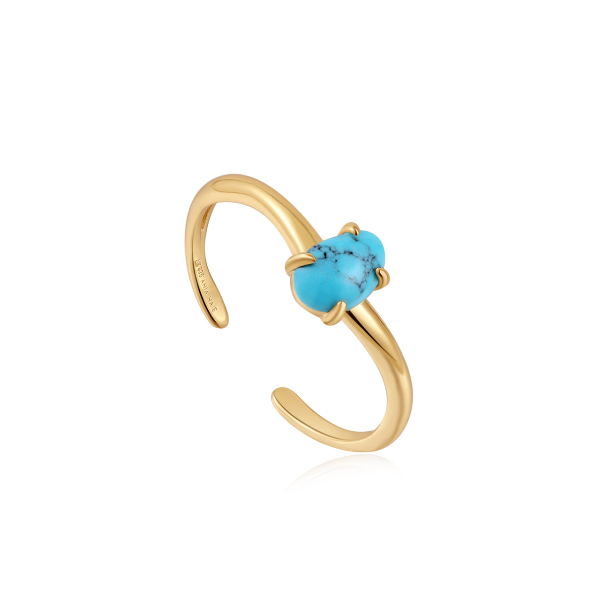 Making Waves Gold Turqoise Adjustable Ring_0