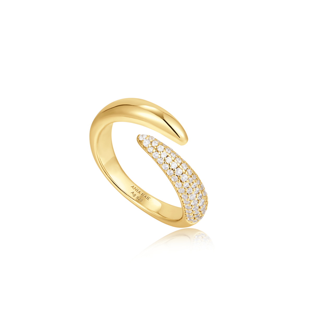 Punk Gold CZ Diamond Wrap Adjustable Ring_0