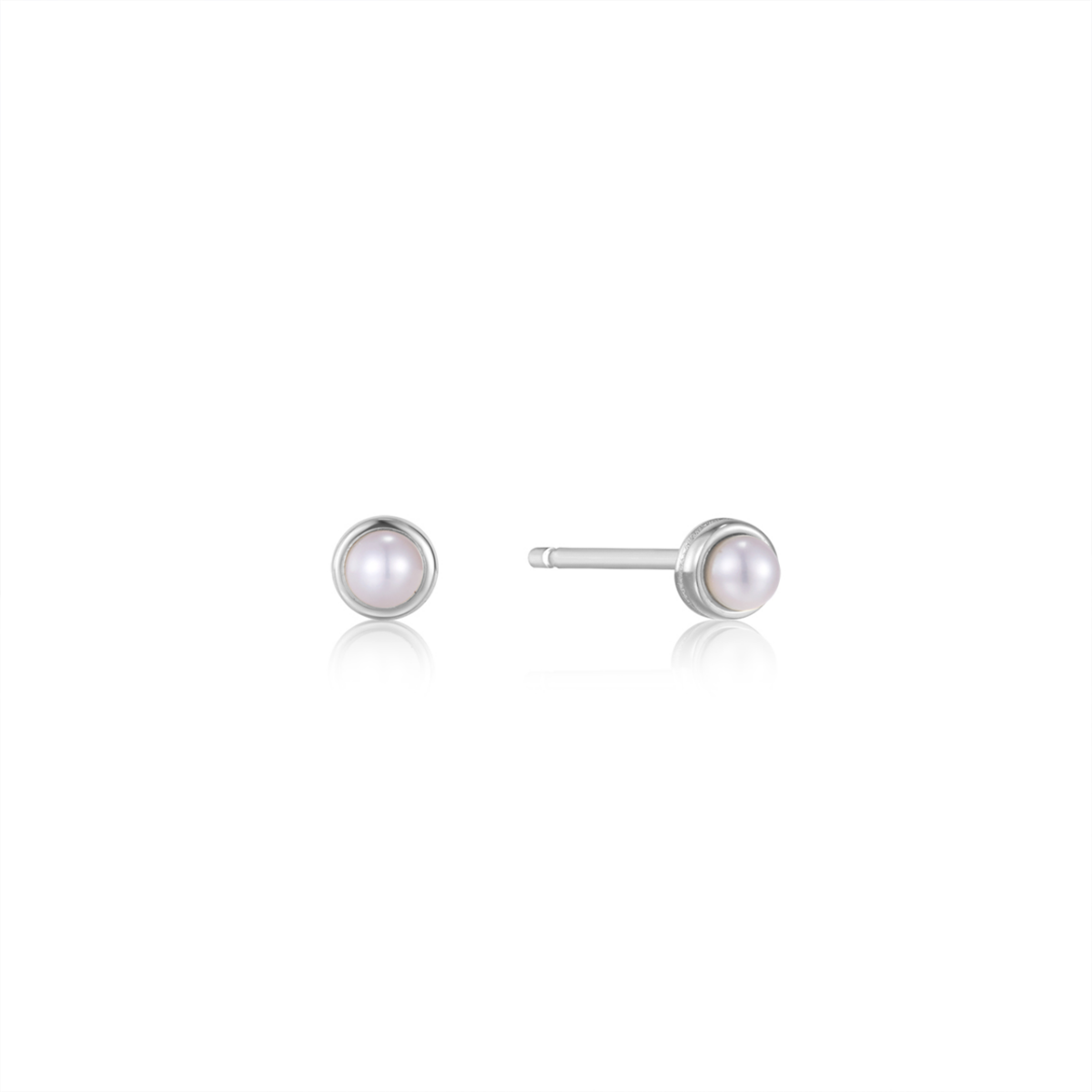 Pearl Silver Cabochon Studs_0