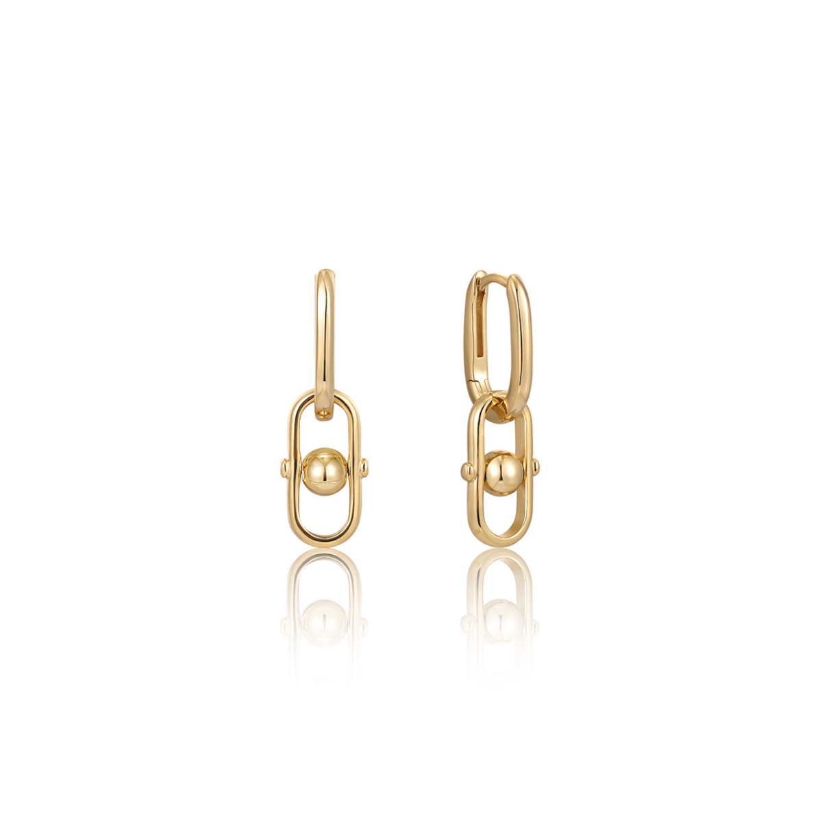 Spaced Gold Orb Link Drop Earrings_0