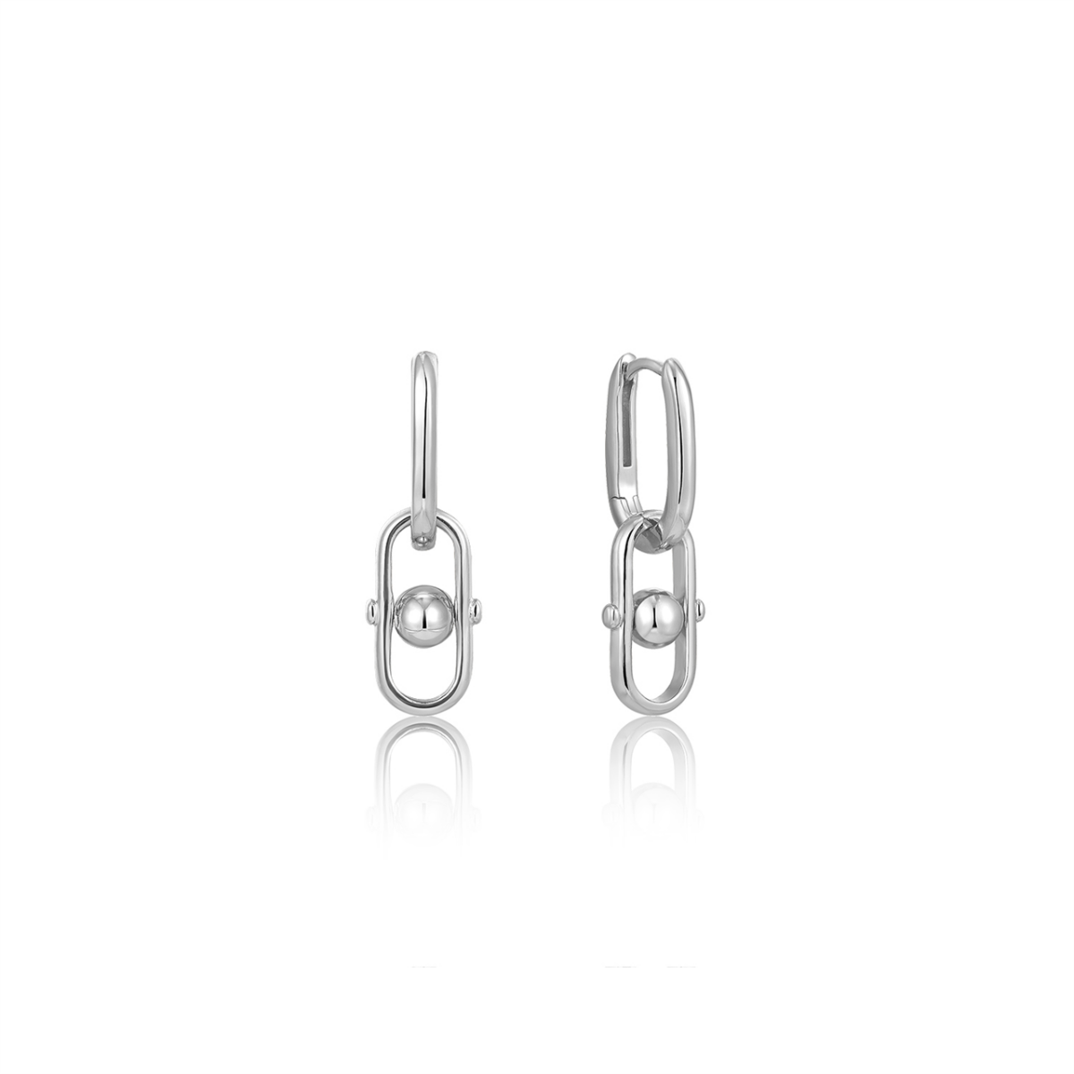 Spaced Silver Orb Link Drop Earrings_0