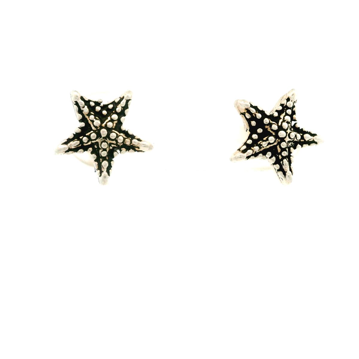 S/Sil Small Dark Starfish Stud Earrings_0