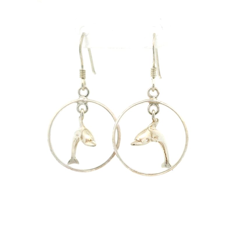 S/Sil Round Dolphine Hook Earrings_0