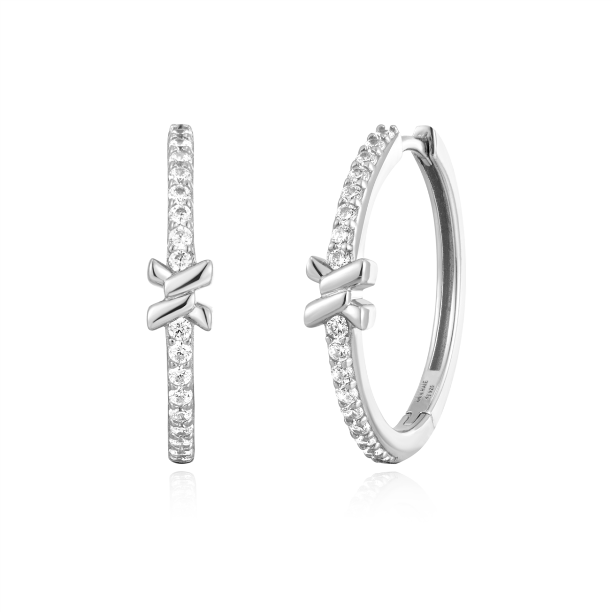 Dusk Silver Cross CZ Hoops_0