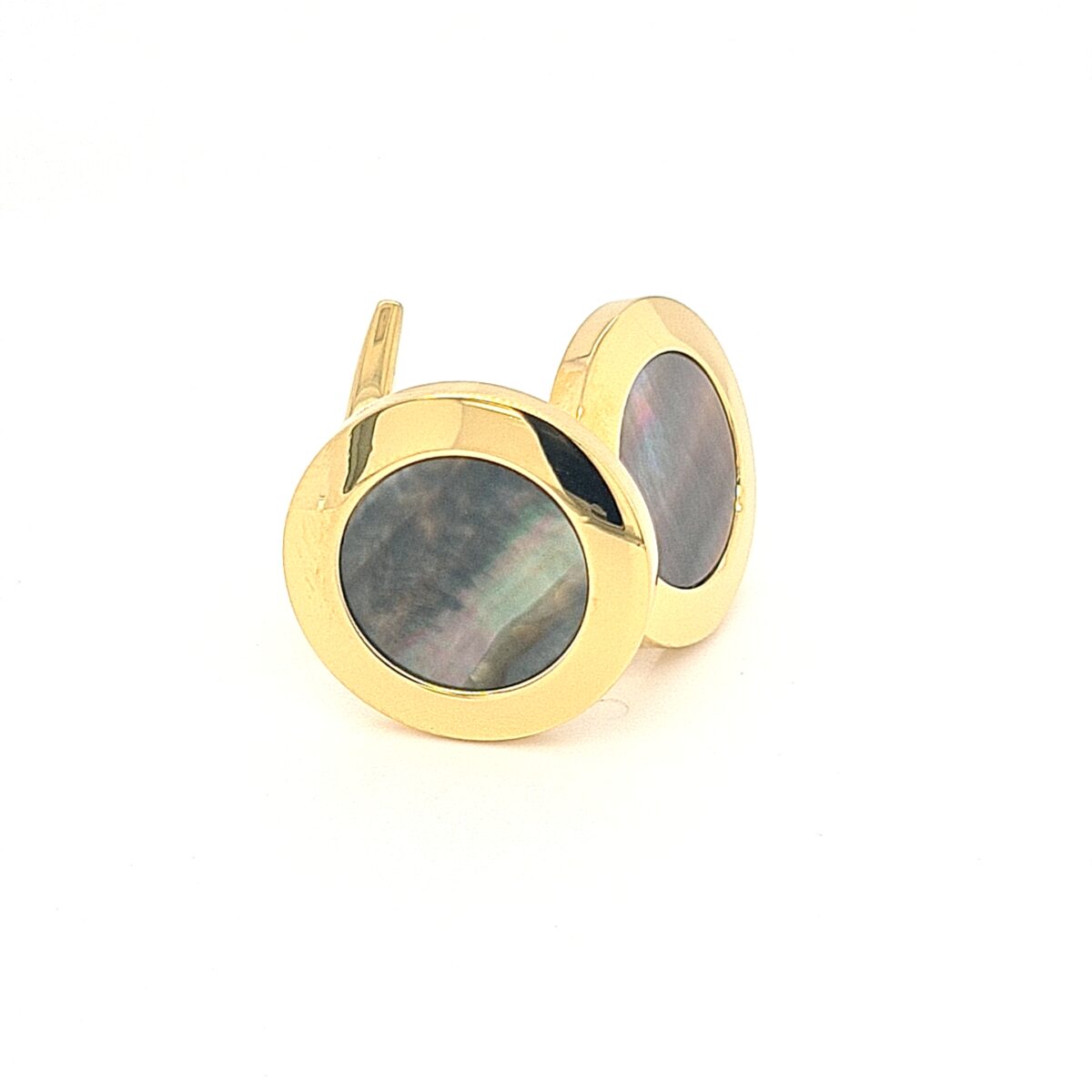 Leon Bakers Golden Stainless Steel and Black Mother of Pearl Cufflinks_2